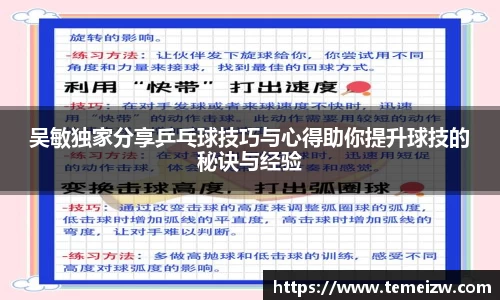 吴敏独家分享乒乓球技巧与心得助你提升球技的秘诀与经验